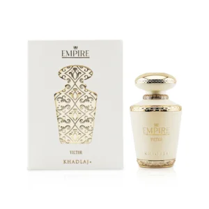 empire victor perfume bottle with box shows against white background